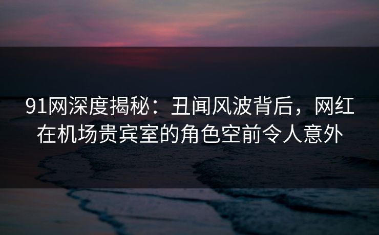91网深度揭秘：丑闻风波背后，网红在机场贵宾室的角色空前令人意外