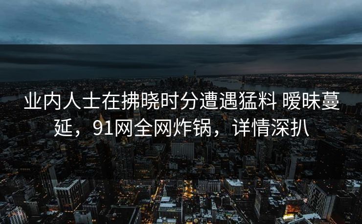 业内人士在拂晓时分遭遇猛料 暧昧蔓延，91网全网炸锅，详情深扒