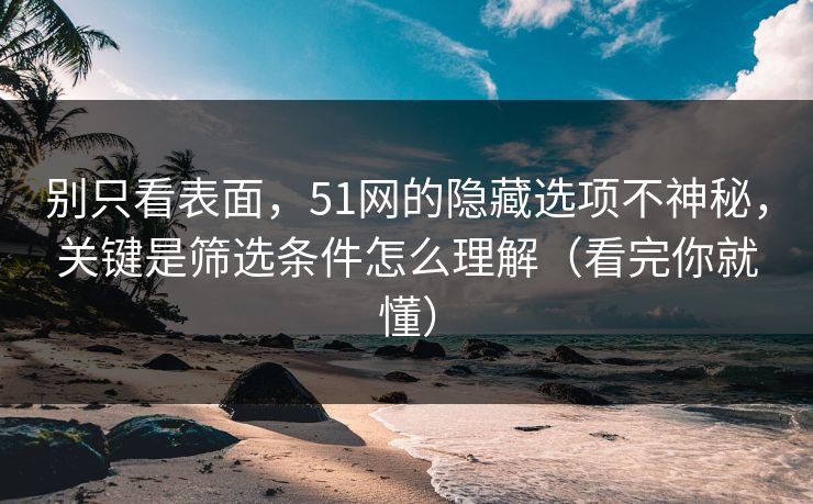 别只看表面,51网的隐藏选项不神秘,关键是筛选条件怎么理解(看完你就懂) 别只看表面,51网的隐藏选项不神秘,关键是筛选条件怎么理解(看完你就懂)