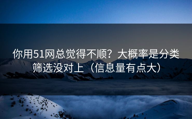 你用51网总觉得不顺？大概率是分类筛选没对上（信息量有点大）