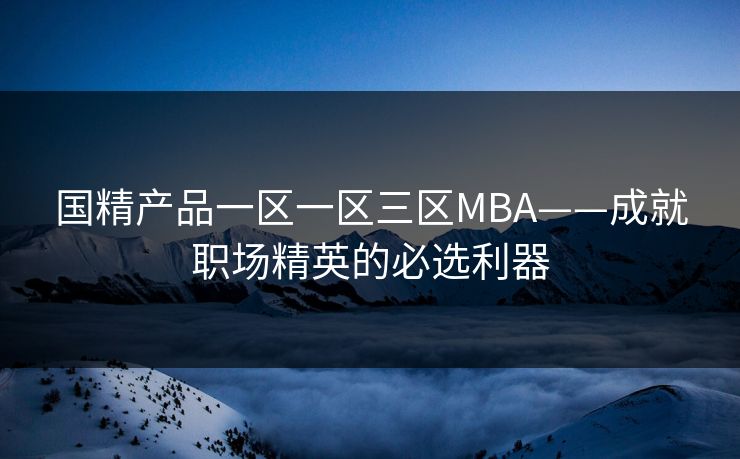 国精产品一区一区三区MBA——成就职场精英的必选利器