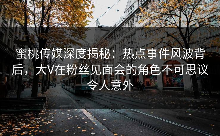 蜜桃传媒深度揭秘:热点事件风波背后,大V在粉丝见面会的角色不可思议令人意外 蜜桃传媒深度揭秘:热点事件风波背后,大V在粉丝见面会的角色不可思议令人意外